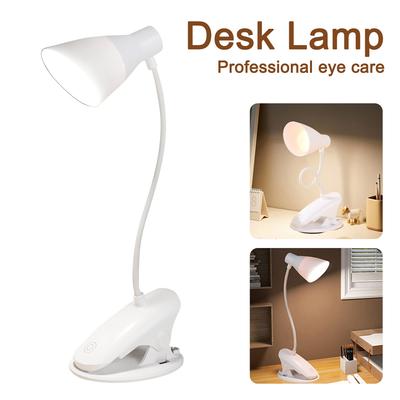 LED Desktop Clip Light USB Rechargeable Reading Light 3 Modes Stepless Dimming Flexible Study Lamp Touch Control Clamp Desk Lamp