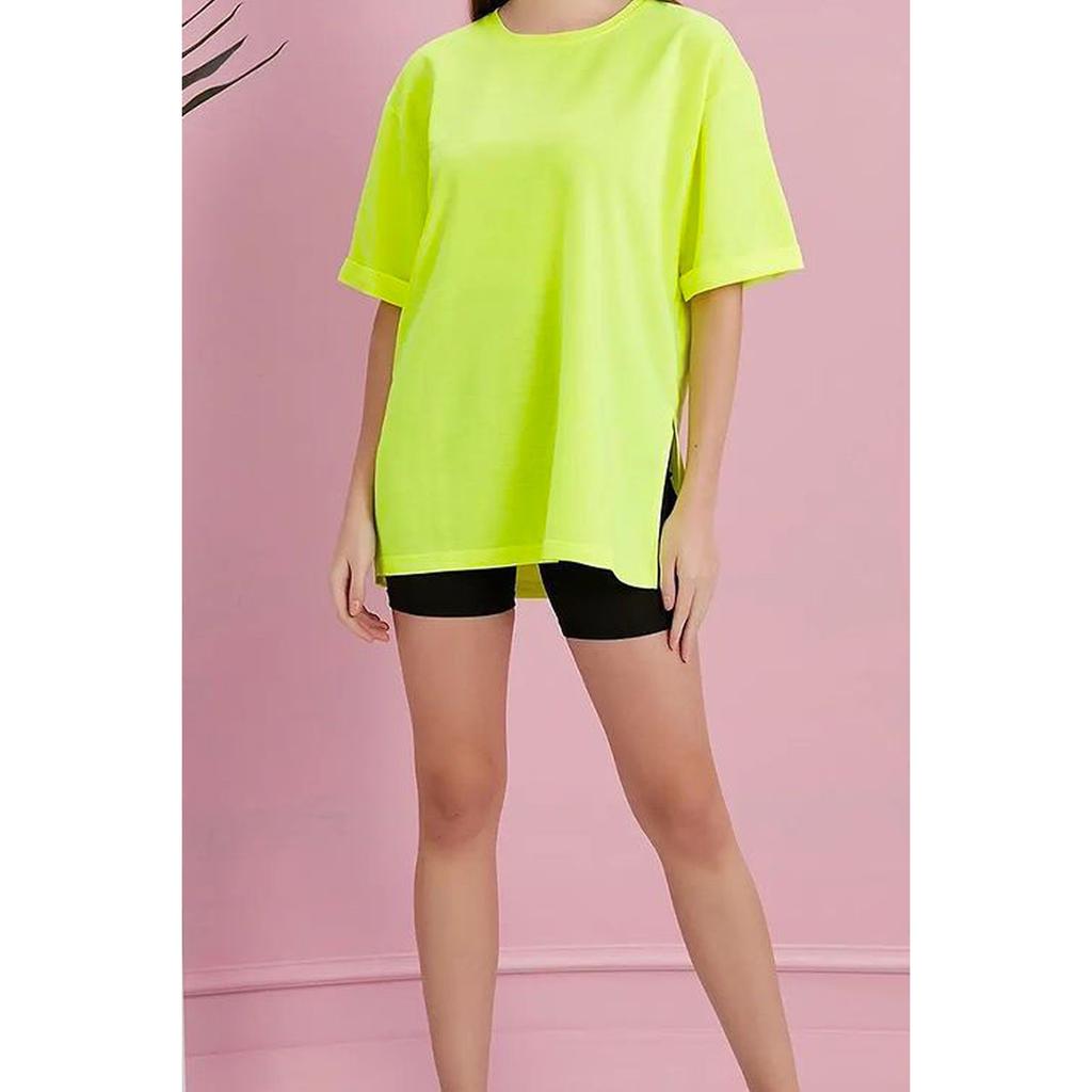 Tricou supradimensionat cu mânecă dublă cu decolteu lat