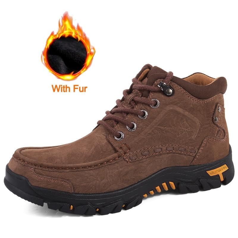 High Quality Male Casual Ankle Boots Genuine Leather Outdoor Hiking Boots 2024 Lace-up Non-slip Sneakers Fashion Luxury Brand