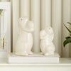 Yousheng Easter Ceramic Bunny Figurine Holding Egg Look-up Rabbit Statue Sculpture Spring Easter Holiday Party Decoration Ornament