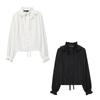Xiaoxiangfeng Women's High-End Pleated Lace Lantern Sleeve Blouse