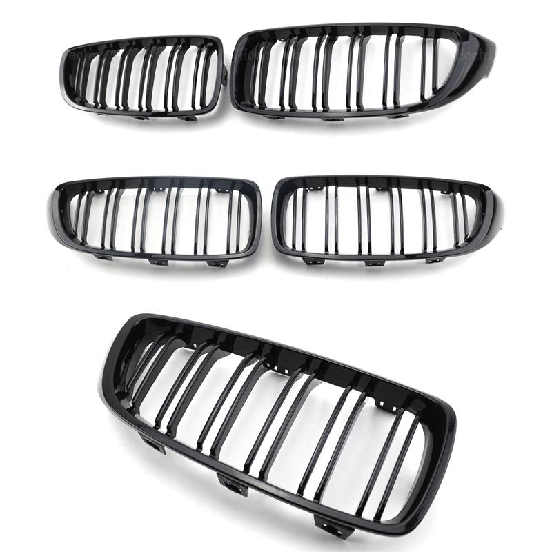 New Look Car Grille Grill Front Kidney Glossy 2 Line Double Slat For BMW 4er F32 F33 F36 F80 F82 2013-18 Cabriolet Coupe