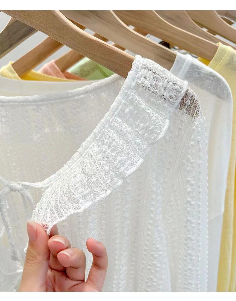 Lace Tie Women's Summer Cardigan - Lightweight Sun Protection Shawl & Airy Short Jacket In Gentle Fairy Style