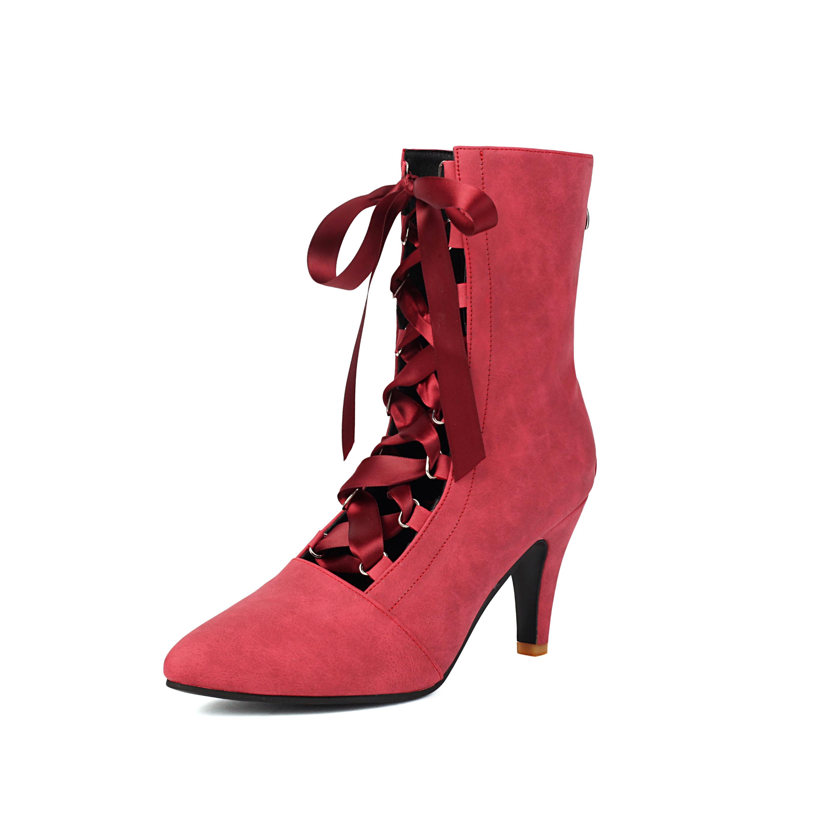 

Женские короткие сапоги на высоком каблуке, сексуальный европейский и американский стиль, остроносые, на тонком каблуке, большого размера, одинарные сапоги 37 красный