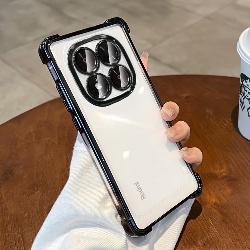 Applicable to Redmi note14Pro mobile phone case with its own lens film Redmi note13 electroplated transparent soft case anti-drop