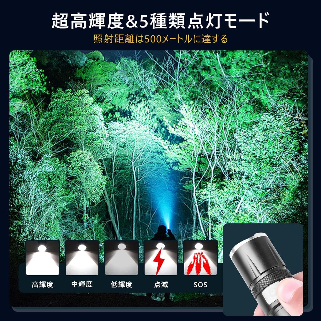 Wataku Ryohin LED Powerful 1200 Lumens with Extendable USB 1500mAh Aluminum Alloy Handy Flashlight with 5 Light for Disaster Power and Work 1 1500mAh