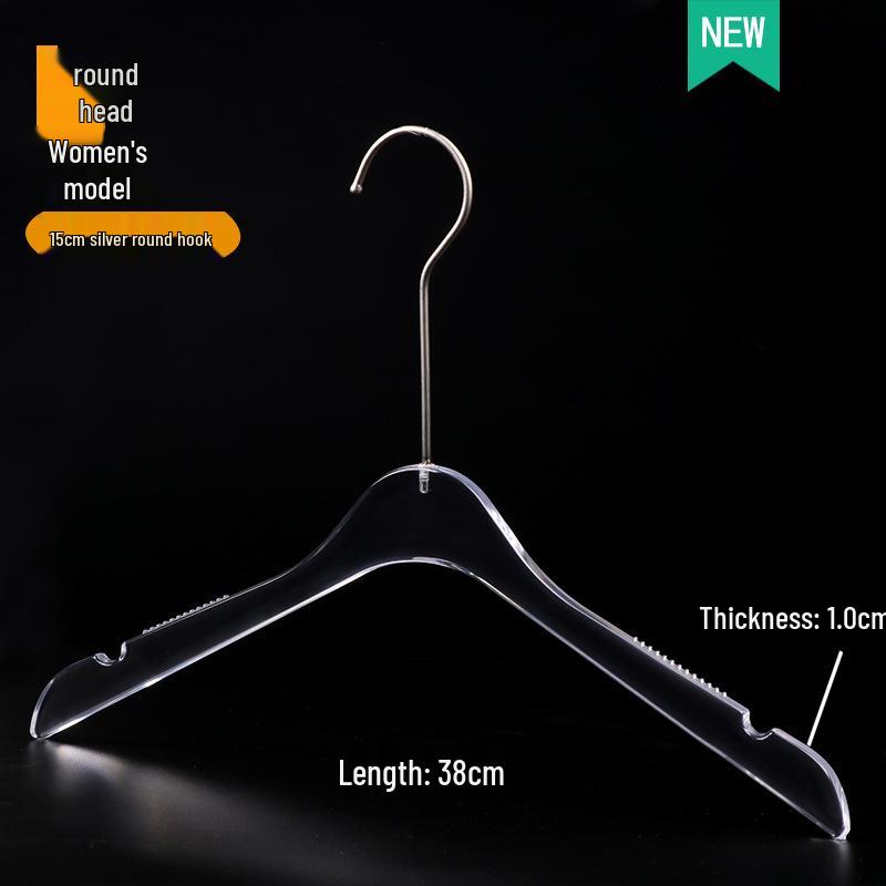 Acrylic Non-slip Clothing Hanger with Pant Clips for Men, Women, and Children - Transparent Plastic with Logo