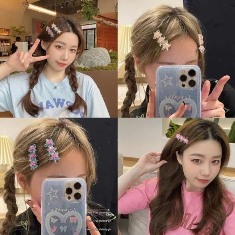 Side hair point pulse star hair clip light pink