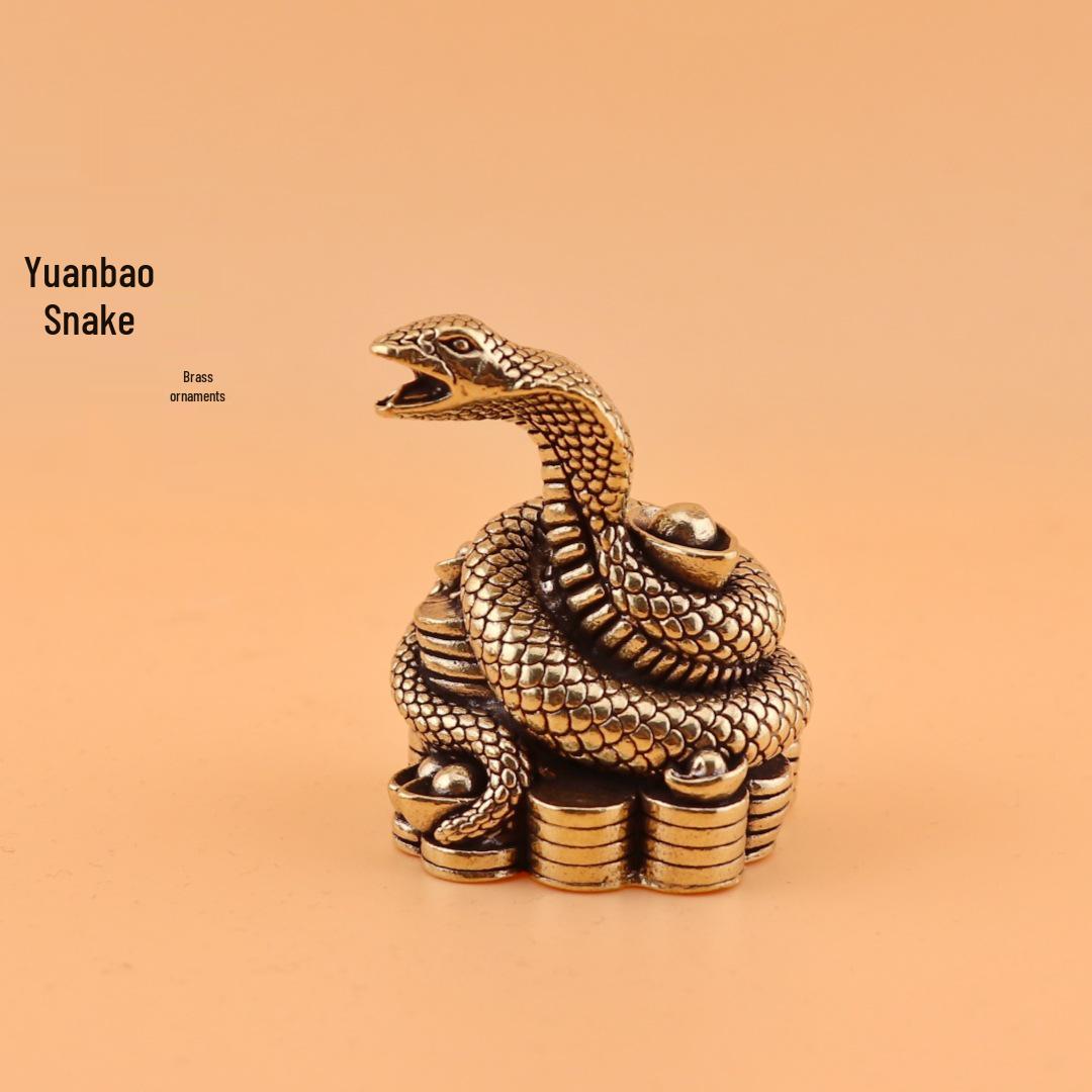 

Pure Brass Coiled Zodiac Snake Ornament for Home or Office Decor