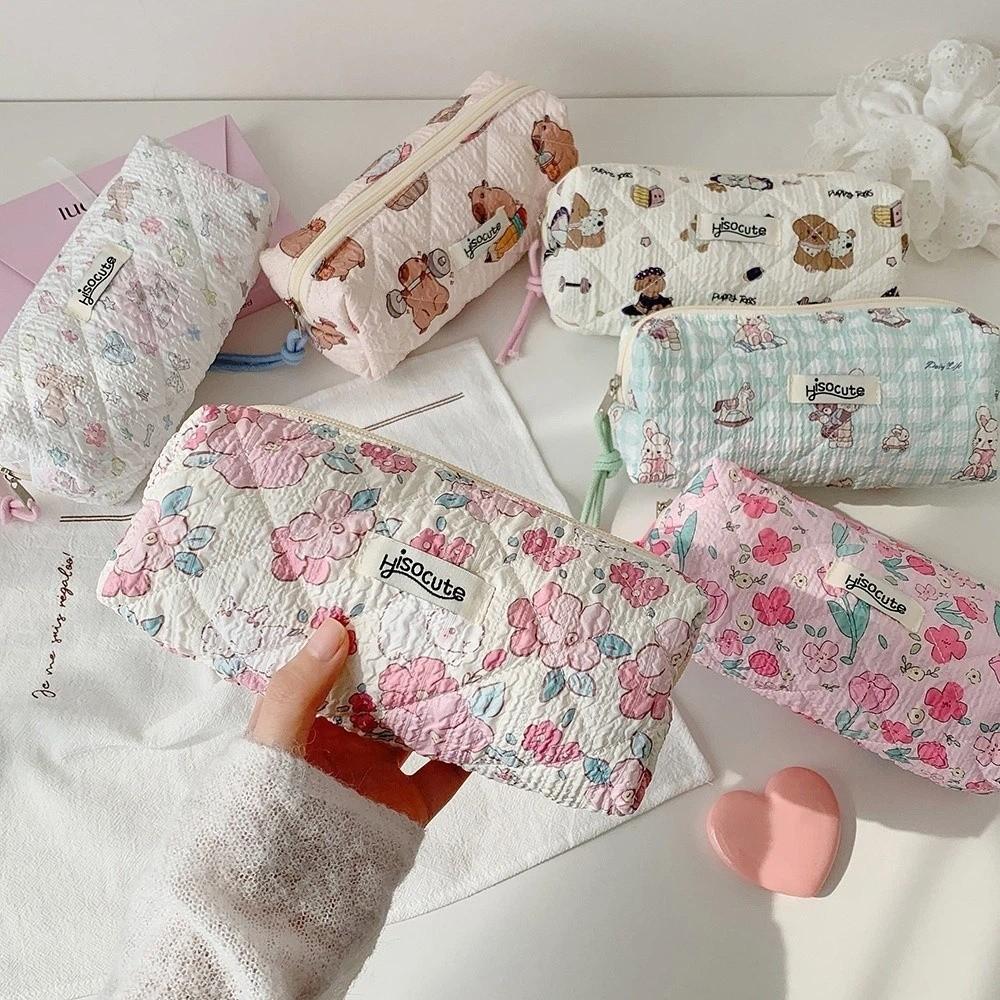 Capybara Dog Flower Print Korean Style Pencil Case Pen Bag Pencil Pouch  Kids Children
