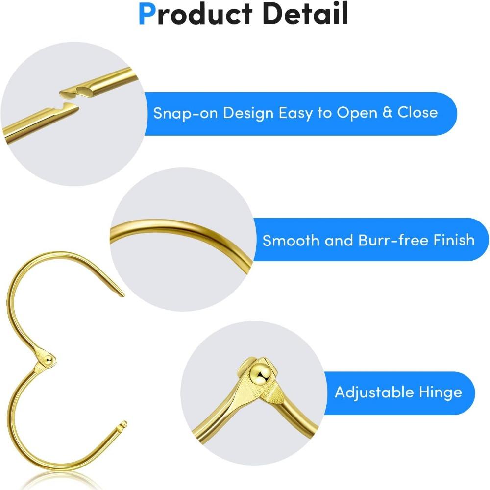12pcs Oval Shower Curtain Hooks Rings Iron Gliding Hooks For Bathroom Curtains Rods