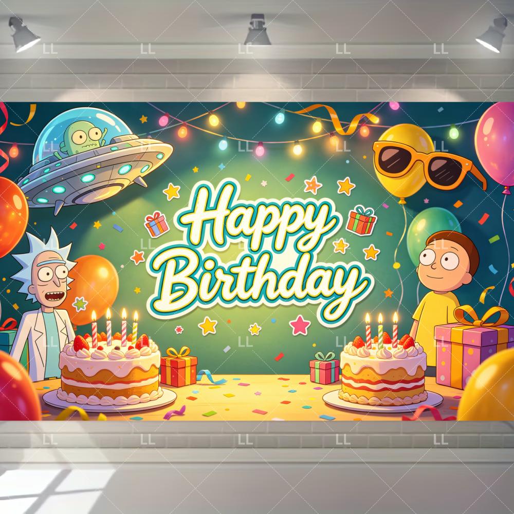 Rick And Morty Fans Child Birthday Party Decoration Anime Character Cake Topper Balloon Set Baby Shower Banner Adults Kids Gift