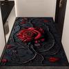 Gothic Red Rose Thorns Decorative Area Rug, Dark Aesthetic Floor Mat for Home, Garden and Festival Decor