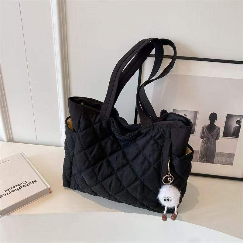 Cotton Bag Rhombus Large Capacity Women'S Hand-Held Tote Bag Commuter Shopping Versatile Shoulder Bag