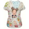 Hand drawn floral girls floral printed short sleeved T-shirt