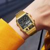 SANDA Electronic Watch Men Square Steel Band Digital Wristwatch Temperature Measurement Stopwatch Timing Multifunctional Watch