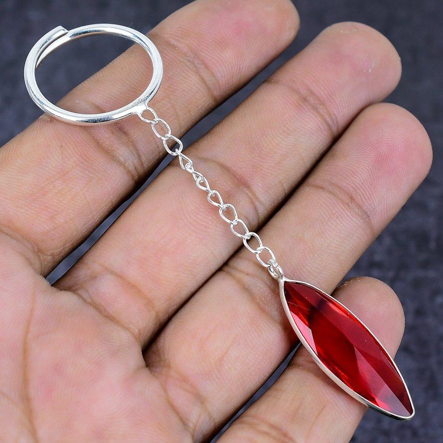 Natural Smoky Topaz Gemstone 925 Sterling Silver Jewelry Keychain 3.15" ETC-13825