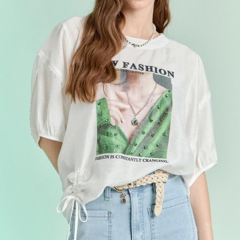 

Maxza Loose Fit Blouse With Cubic Necklace Print blacks/FREE