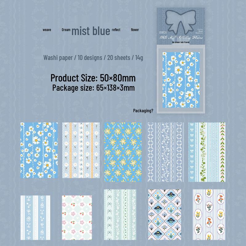 Ketchup Girl Dream Weaving Floral Washi Stickers: 6 Styles, 20 Sheets