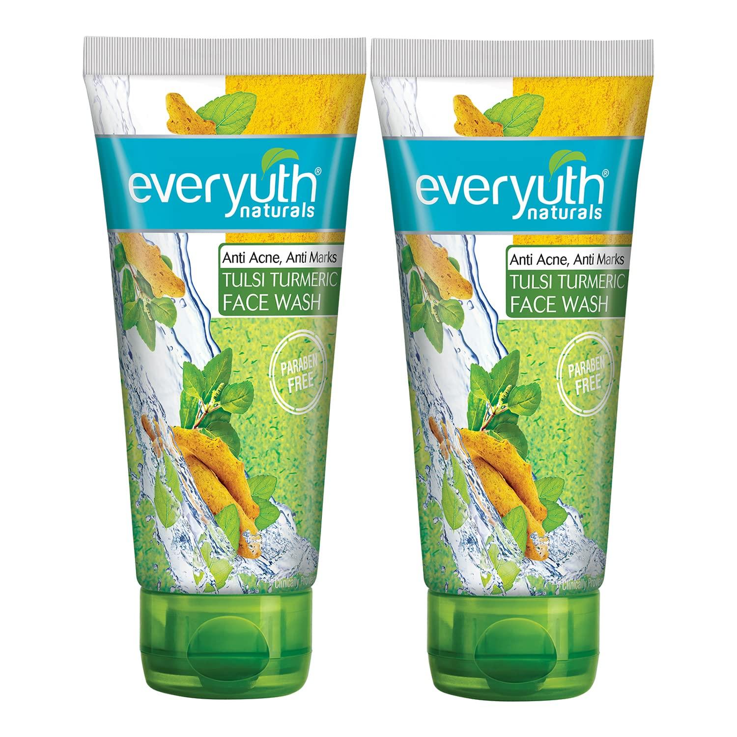 

Everyuth Naturals Анти-акне гель для умывания Набор из 2 штук 150г Тулси Куркума Мягкий отшелушивающий очищающий гель для обновления кожи