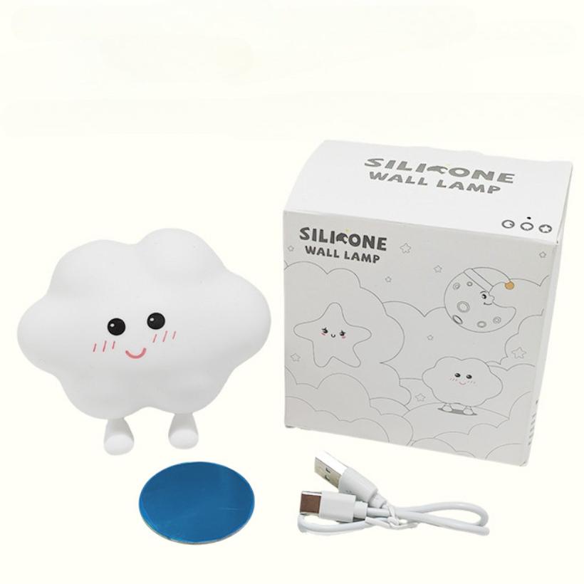Magnetic Silicone Tap Night Light Cloud Moon Star USB Rechargeable Lamp 3 Brightness Warm Light Wall Mount Kids Bedroom Gift