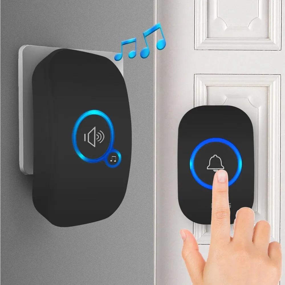 LED Wireless Doorbell Waterproof Door Chime Kit Welcome Chime Home Door Bell Intelligent 32 Songs Melodies With 4 Volume Levels