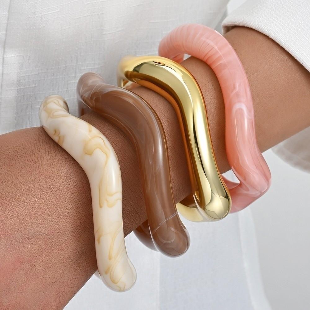 Punk Irregular Resin Bracelet Thickened Exaggerated Chunky Bangles New Cuff Bracelet Set  Women