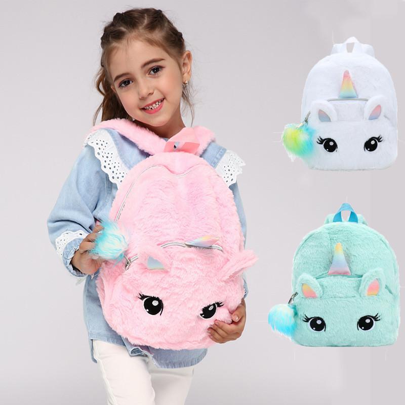 Unicorn Girl Plush Backpack For Preschoolers With Animal Pattern For Toddlers