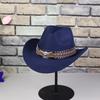 Western Cowboy Hat Big Edge Top Hat Women's European and American Jazz Hat Upturned Edge Felt Hat Tibetan Bull Head Casual Hat Men