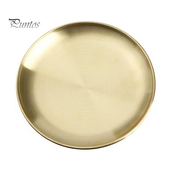 Salad Plate Stainless Steel Dinner Plates Round Thickened Metal Home Kitchen BBQ Serving Tablewear Barbecue