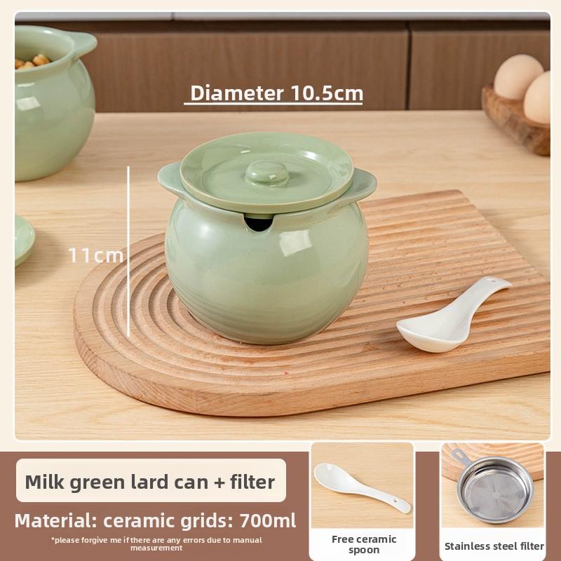 Kitchen Oil Pot Household Ceramic with Lid High Temperature Splashing Special Large Seasoning Tank for Seasoning Organizer