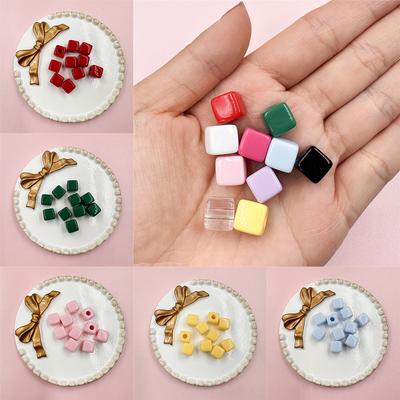 50Pcs Candy Color 10mm Square Shape For Jewelry Making Acrylic Spacer Beads Beaded Materials Jewelry