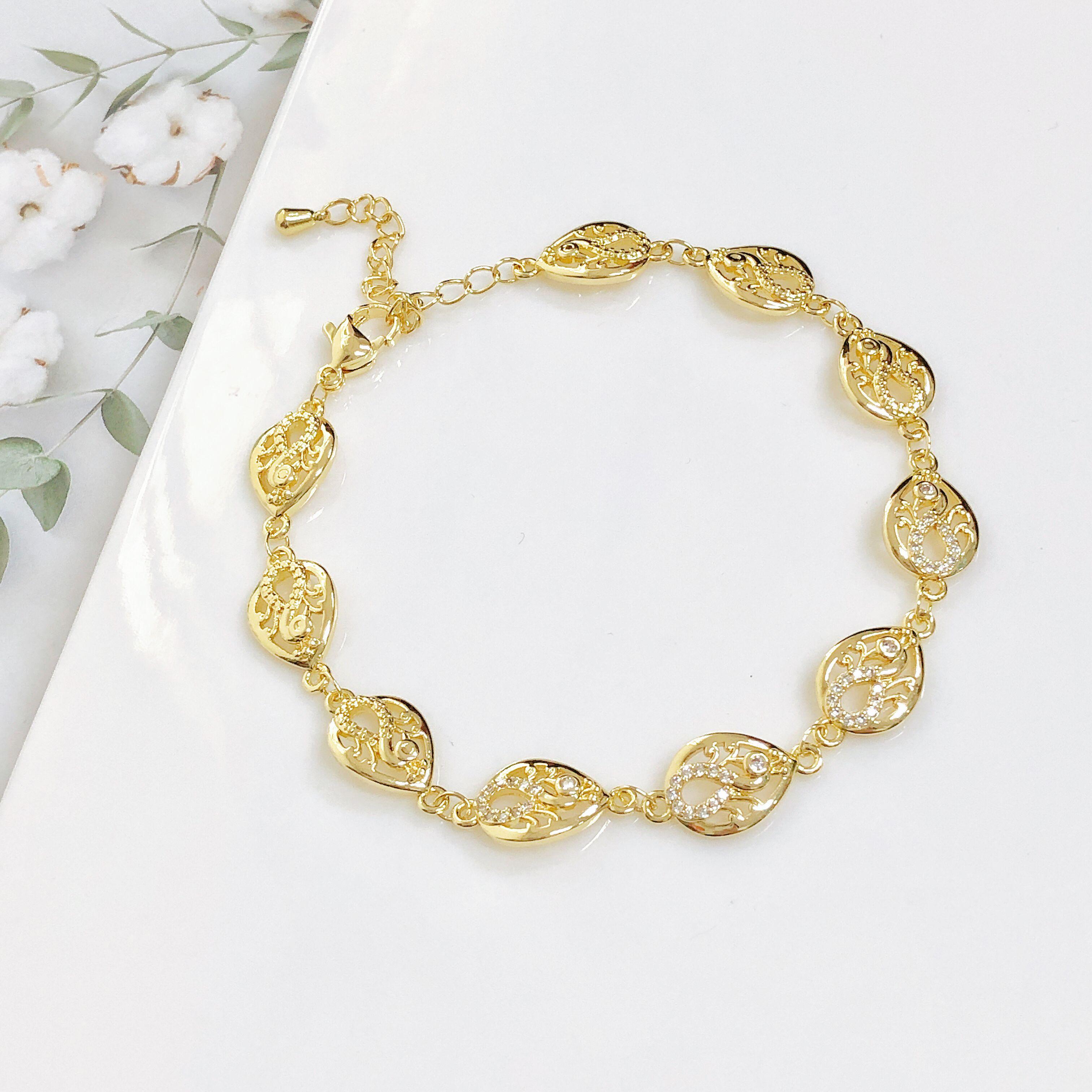 

New Arrival Gold-Plated Animal Turtle Butterfly Leaf Zirconia Adjustable Bracelet for Women Girls Fashion Party Zircon Gift