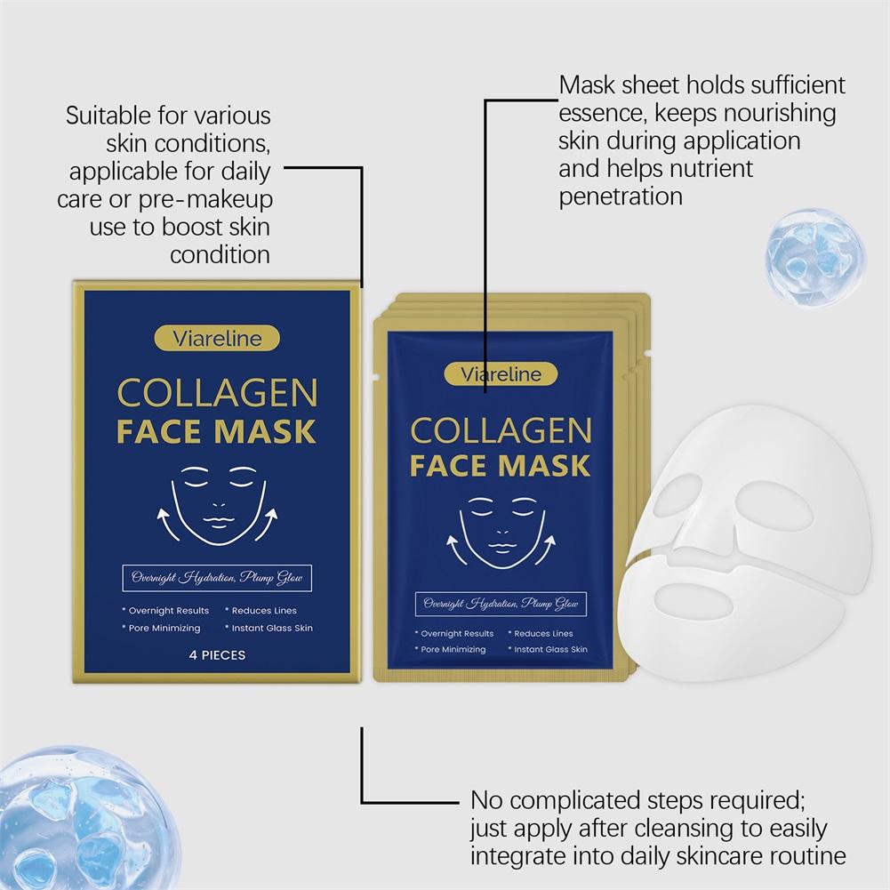 4pcs Collagen Face Mask For Women Men,Anti Aging Sheet Mask,Spa-Quality Anti-Aging Treatments Face Mask For Skin Care