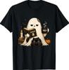Meh Γάτος Φάντασμα Σκοτεινός Γάτος Αστείο Halloween Λάτρης του Καφέ Μπλουζάκι