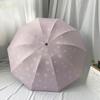 Ten-Bone Large Double Umbrella Small Fresh Sun Umbrella Vinyl Sun Protective Sun Shade Rain Dual-Use Triple Folding Umbrella Female Manual