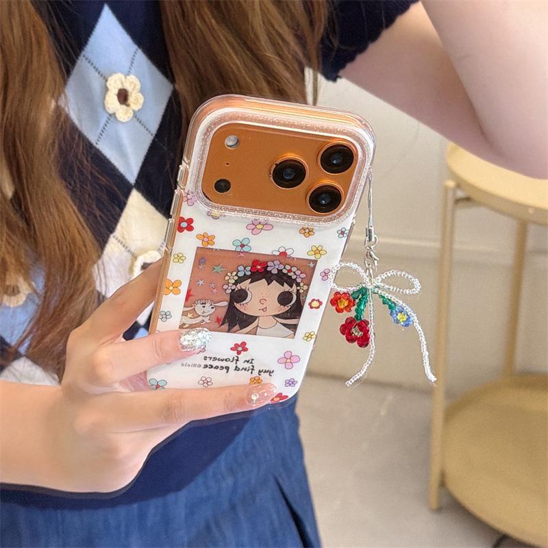 High-End Cartoon Flowers Frame iPhone Case for Girls - Compatible with iPhone 17, 16 Pro Max, 15, 14