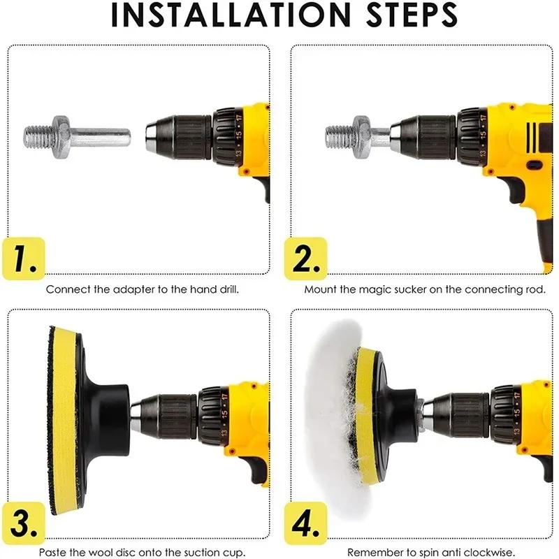 5Pcs Car Polishing Pad Set Wool Buffing Wheel Tool 3/4/5/6/7 inch Drill Polish Disc Kit for Car Polisher Auto Paint Waxing Care