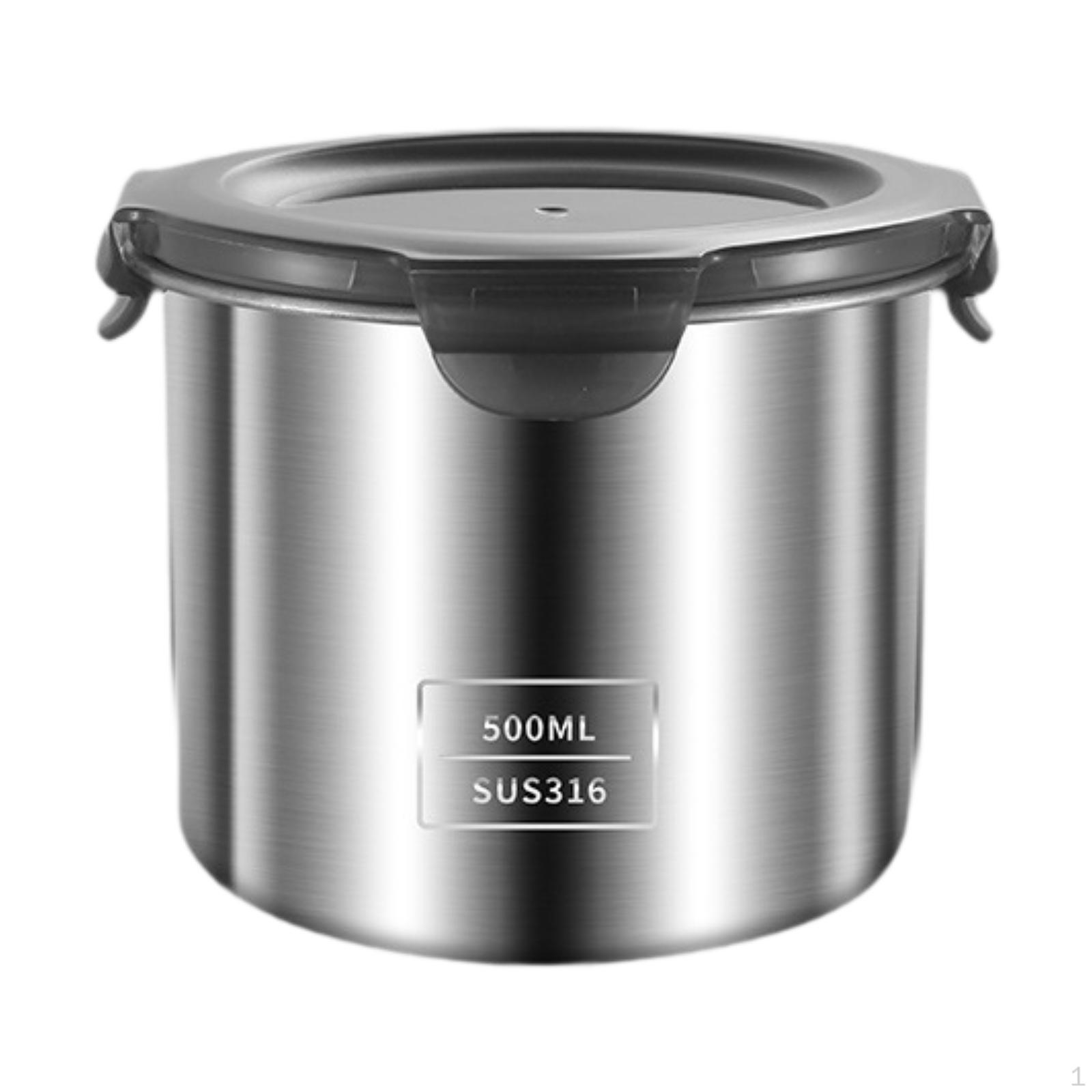 

Food Storage Canister Portable Multipurpose Stainless Steel Sealed Jar for Tea 500ml