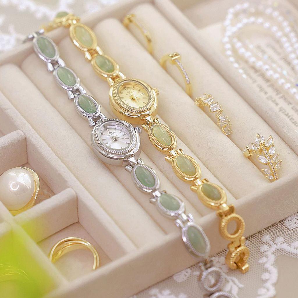 Women's Watch Ladies Bracelet Luxury Brand Waterproof Retro Natural Dongling Stone an Jade Advanced Chain Watches Gift