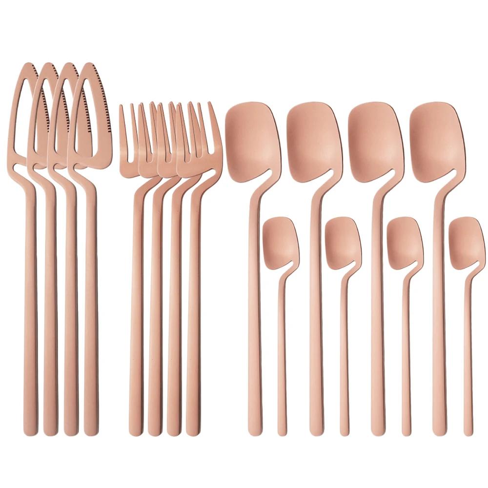 16Pcs Rainbow Matte Tableware Knife Fork Spoon Dinnerware Set Stainless Steel Cutlery Western Flatware Kitchen Silverware Set