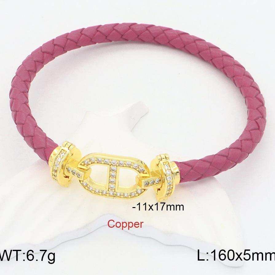 Pig Nose Red Rope Leather Rope Bracelet Men's and Women's 18k Gold Micro-inlaid with Diamonds Natal Year Couple's High-end DIY Hand Rope 2026