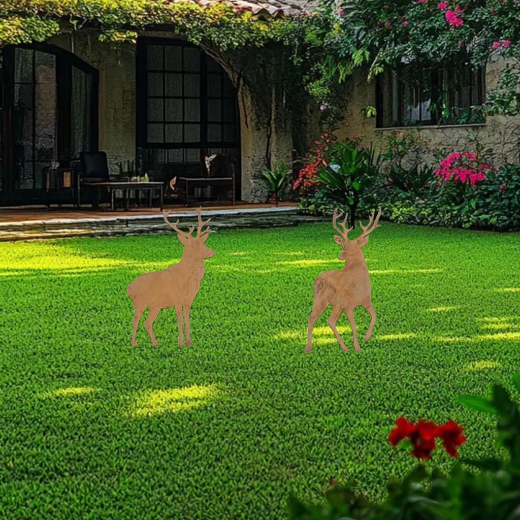 1Pc Iron Deer-Shaped Garden Decoration Ground Insert, Outdoor Christmas Decoration, Suitable for Outdoor Lawn and Courtyard Garden Decoration