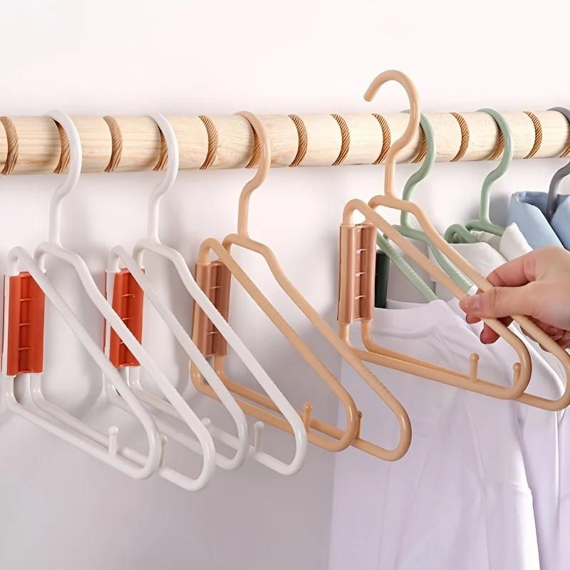 5pcs Foldable Clothes Hangers, Space-Saving Wardrobe Organizer with Pants Hanger, Non-Slip Design, Suitable for Home Closet