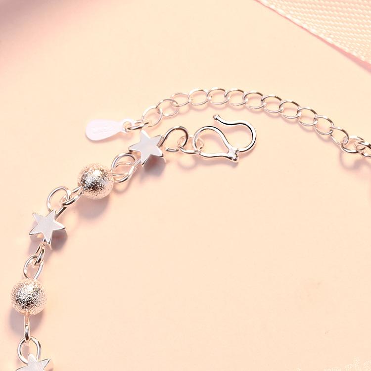 925 Silver Stars Bracelets For Women Fashion Korean Designer Frosted Bead Bracelet Beautiful Party Wedding Jewelry Gift