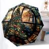 1pc Christmas Tree Stained Glass Automatic Open/Close Umbrella - Compact Travel Umbrella, Durable Construction, Fashionconscious Yy251208115
