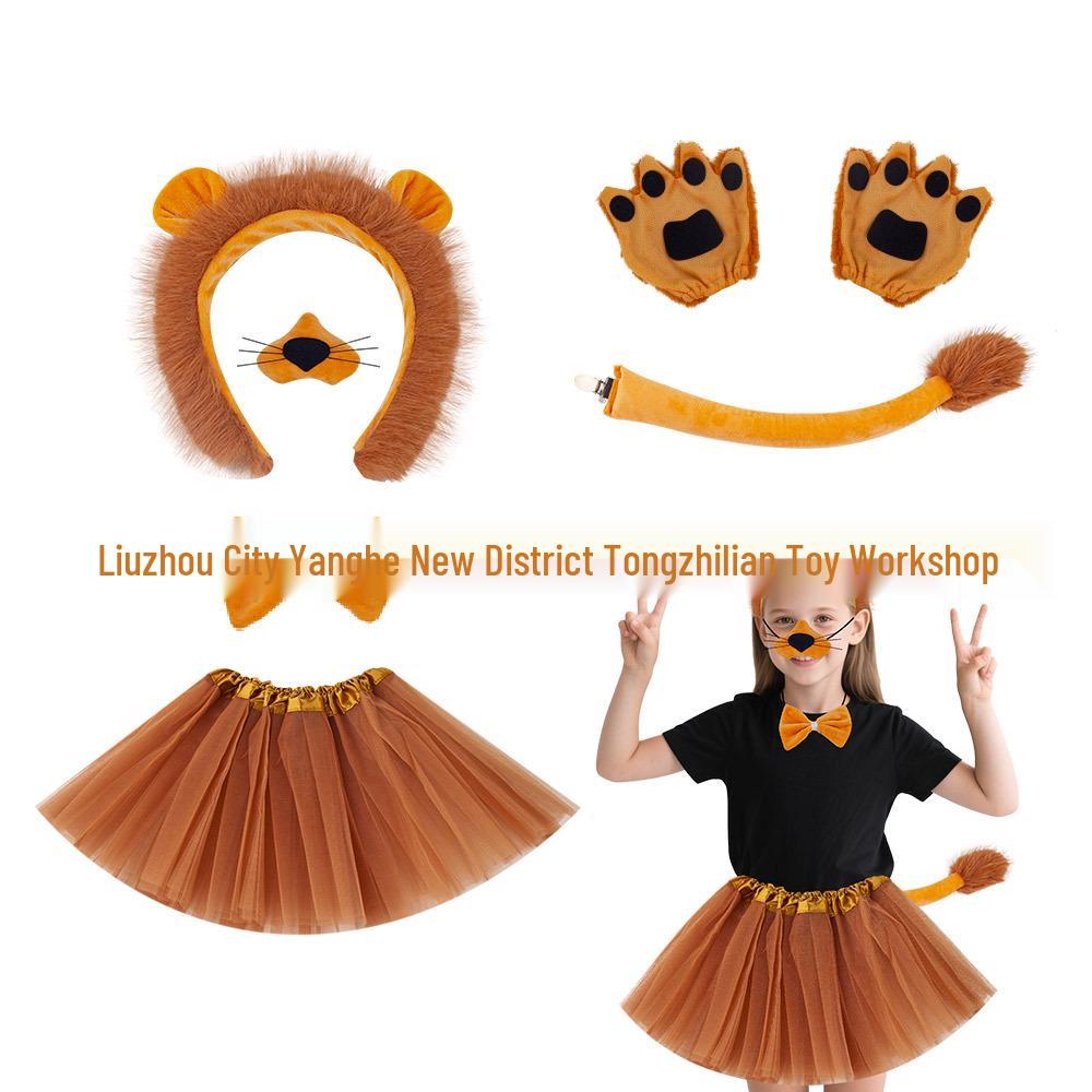 Halloween Plush Animal Ears Headband for Cosplay (Lion, Fox, Cat)