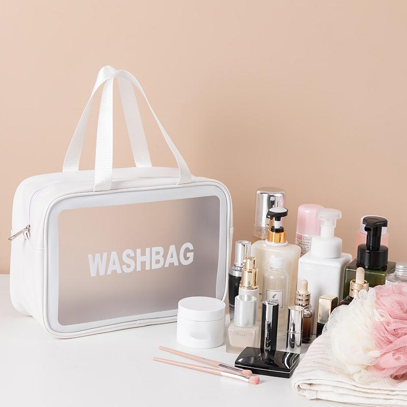 Dry-Wet Separation Double Transparent Pu Makeup Bag Portable Washing Bag Cosmetic Storage Bag Travel Fitness Swimming Essentials