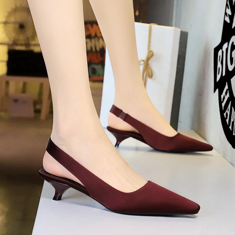 

Style Fashionable Simple Low Heel Women s Cone Heel Pointed Toe Behind The Back Trip Strap Women s Shoes Slim Single Shoes 35