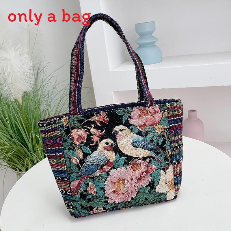 Ethnic Embroidered Handbag For Women With Canvas Material And Zipper Closure For Daily Use